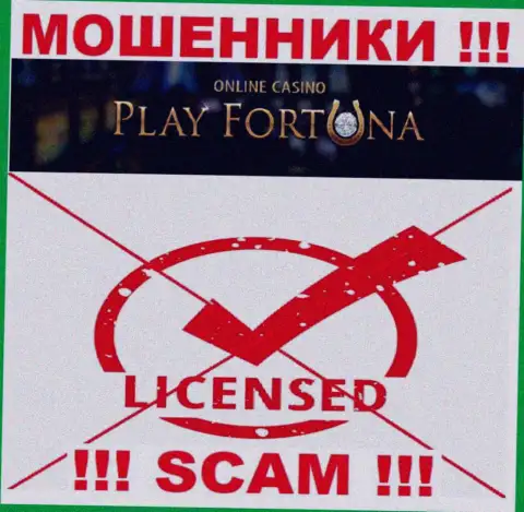 Деятельность Плей Фортуна нелегальна, так как данной организации не выдали лицензию на осуществление деятельности