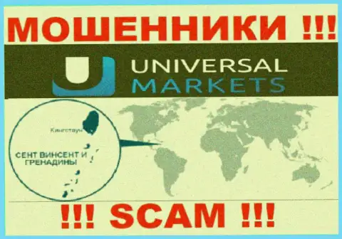 Организация УниверсалМаркетс имеет регистрацию довольно-таки далеко от клиентов на территории Сент-Винсент и Гренадины