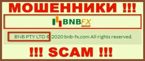 Данные об юридическом лице БНБФХ - это компания BNB PTY LTD