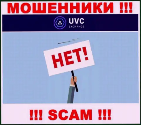 На интернет-портале шулеров UVC Exchange не имеется ни слова о регуляторе компании