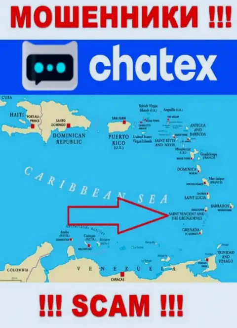 Не доверяйте интернет-мошенникам Чатекс Ком, ведь они находятся в офшоре: Сент-Винсент и Гренадины