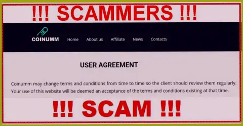Coinumm Fraudsters can change their client agreement at any time