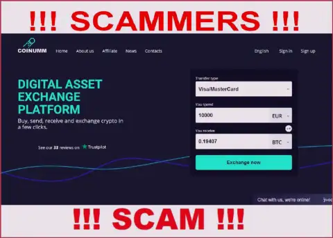 Coinumm OÜ scammers home page