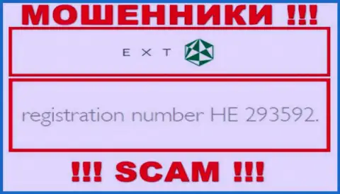 Номер регистрации EXT - HE 293592 от воровства вложенных денежных средств не спасает