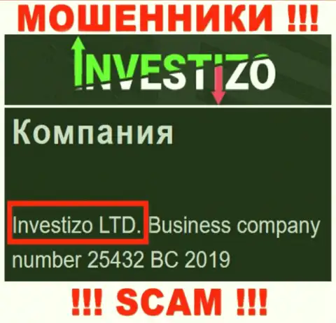 Данные о юридическом лице Инвестицо Лтд у них на официальном сайте имеются - это Investizo LTD