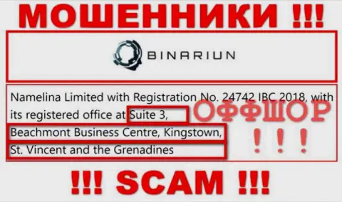 Взаимодействовать с Binariun весьма опасно - их офшорный официальный адрес - Suite 3, Beachmont Business Centre, Kingstown, St. Vincent and the Grenadines (информация позаимствована информационного ресурса)