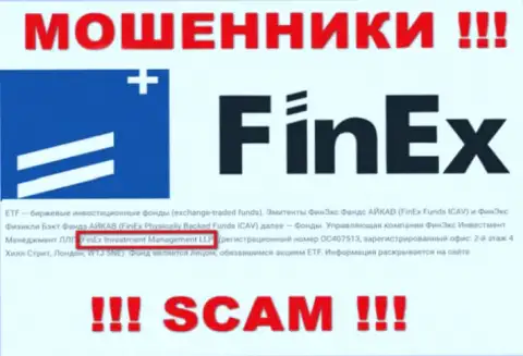 Юридическое лицо, управляющее internet мошенниками FinExETF - это FinEx Investment Management LLP