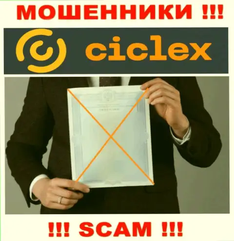 Сведений о лицензии на осуществление деятельности конторы Ciclex Com на ее официальном информационном ресурсе НЕТ