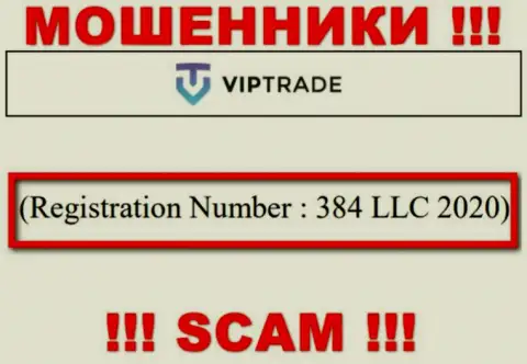 Регистрационный номер компании Vip Trade: 384 LLC 2020