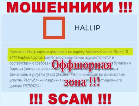 Старайтесь держаться подальше от оффшорных шулеров Халлип !!! Их официальный адрес регистрации - Vasileos Solomos Street, 31 3477 Paphos, Cyprus