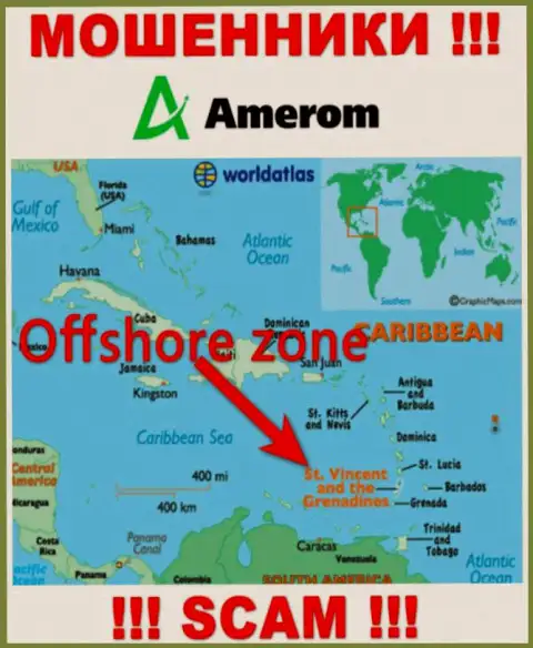 Компания Amerom зарегистрирована довольно далеко от своих клиентов на территории Сент-Винсент и Гренадины