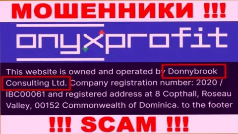 Юридическое лицо компании Оникс Профит - это Donnybrook Consulting Ltd, инфа позаимствована с официального информационного ресурса