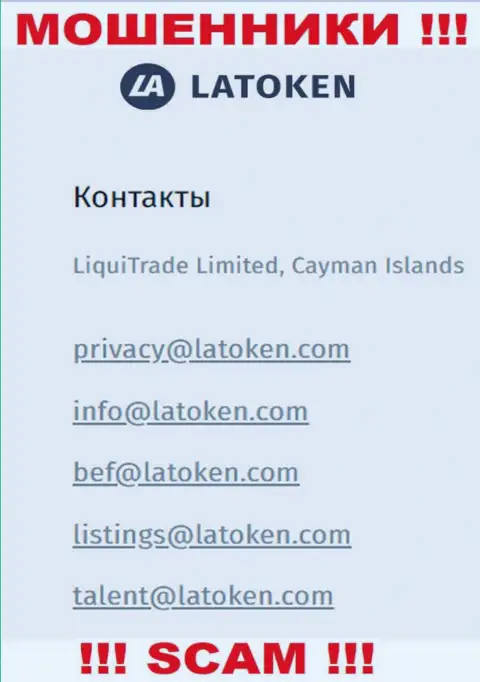 Электронная почта обманщиков Latoken, представленная у них на интернет-портале, не стоит связываться, все равно ограбят