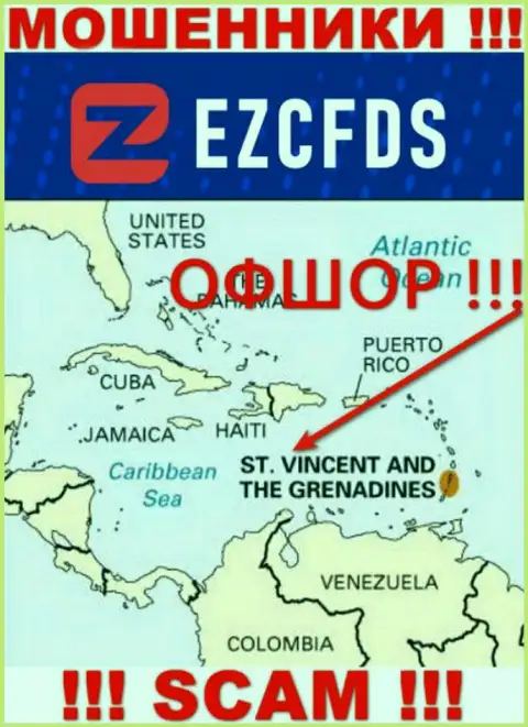 St. Vincent and the Grenadines - оффшорное место регистрации шулеров EZCFDS, предоставленное у них на онлайн-сервисе