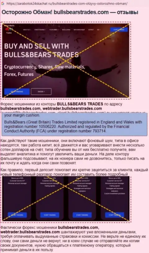 Обзор проделок BullsBearsTrades, который взят на одном из ресурсов-отзовиков