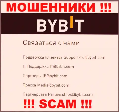 Адрес электронной почты internet-шулеров ByBit - информация с web-сайта организации