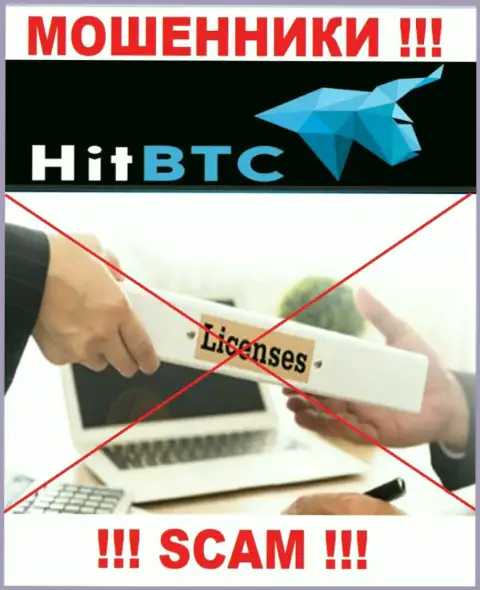 Ни на сервисе Hit BTC, ни в сети интернет, инфы о лицензии на осуществление деятельности данной конторы НЕТ