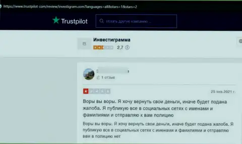 Скорее выводите денежные средства из компании InvestiGram - отзыв кинутого клиента