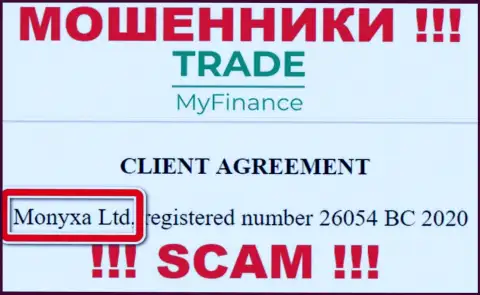 Вы не сможете сберечь свои средства работая с Trade My Finance, даже если у них имеется юридическое лицо Monyxa Ltd