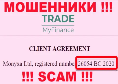 Регистрационный номер обманщиков Trade My Finance (26054 BC 2020) не доказывает их добропорядочность