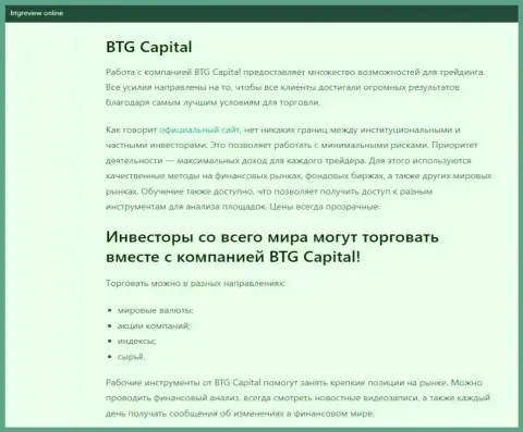 О ФОРЕКС компании BTGCapital представлены данные на веб-ресурсе BtgReview Online