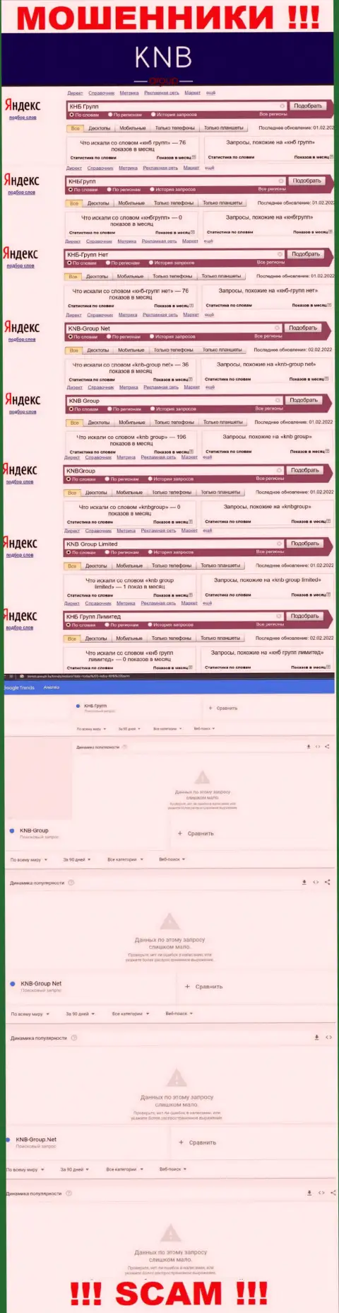 Скрин результата online-запросов по мошеннической конторе KNB-Group Net