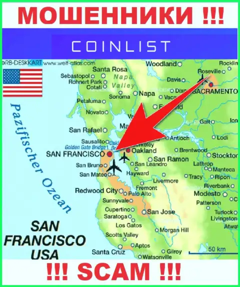 Официальное место регистрации CoinList Markets LLC на территории - Сан-Франциско, США