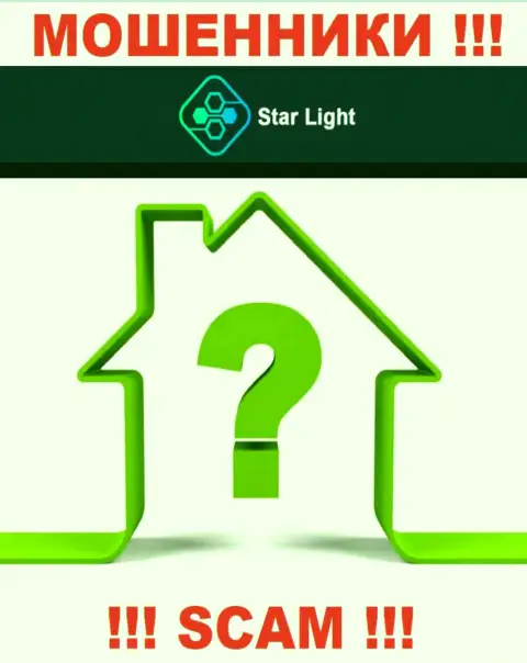 На официальном сайте Star Light 24 Вы не разыщите абсолютно никаких данных о официальном адресе регистрации