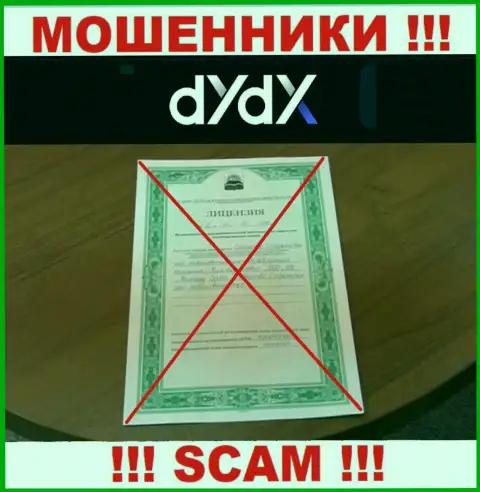 У конторы dYdX Exchange не предоставлены сведения об их номере лицензии - это наглые махинаторы !!!