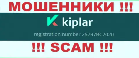 Рег. номер конторы Kiplar, в которую денежные средства рекомендуем не вкладывать: 25797BC2020
