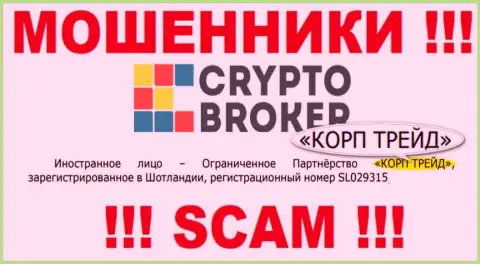 Сведения о юр лице internet мошенников CryptoBroker