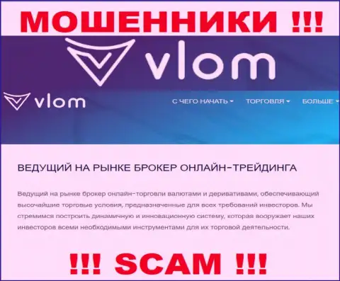 Сфера деятельности мошеннической организации Vlom Com - это Брокер