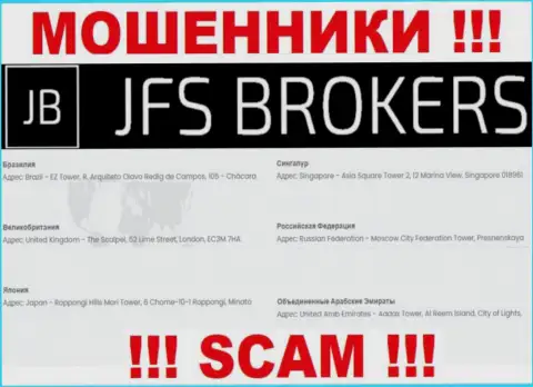 ДжФС Брокерс на своем интернет-портале распространили ненастоящие сведения относительно местоположения