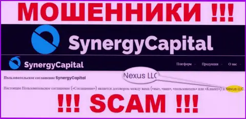 Юридическое лицо, владеющее internet мошенниками SynergyCapital Top - это Nexus LLC