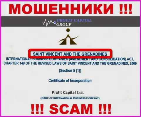 Юридическое место регистрации мошенников ProfitCapitalGroup - St. Vincent and the Grenadines