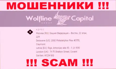 Будьте очень бдительны !!! На интернет-портале мошенников Wolfline Capital фейковая инфа о юридическом адресе организации
