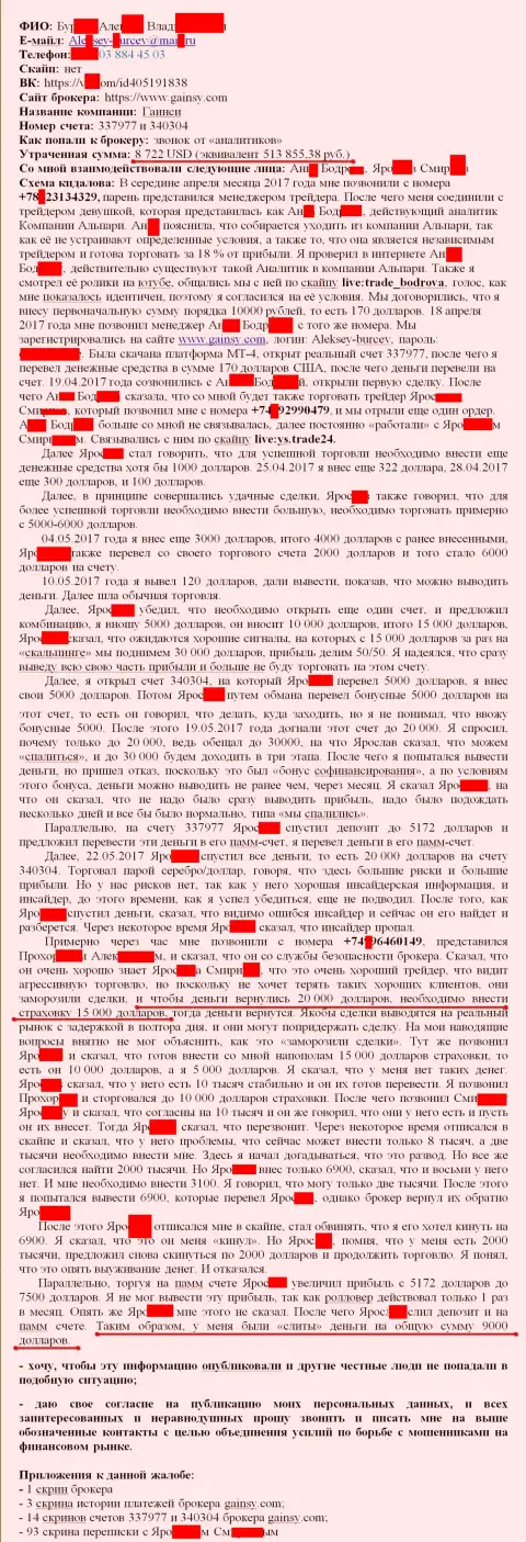 Гайнси Инк - это МОШЕННИКИ !!! Облапошили очередного форекс трейдера на 15 000 российских рублей