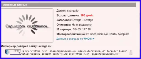Возраст доменного имени Форекс дилинговой конторы Сварга, исходя из справочной инфы, которая получена на веб-портале довериевсети рф