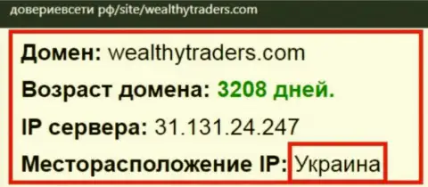 Украинское место регистрации ДЦ Wealthy Traders, согласно справочной инфы сервиса довериевсети рф