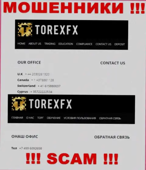 В арсенале у лохотронщиков из конторы TorexFX 42 Marketing Limited имеется не один телефонный номер
